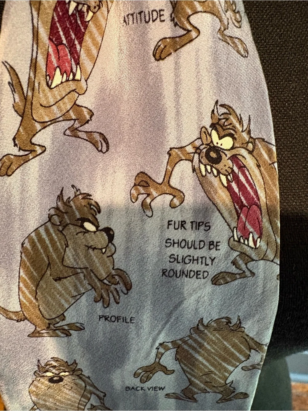 Vintage Warner Bros Silk Taz Tasmanian Devil Print Neck Tie. 1994